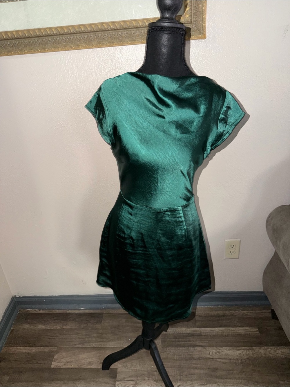 Hello Molly Deep Green Satin Mini Dress